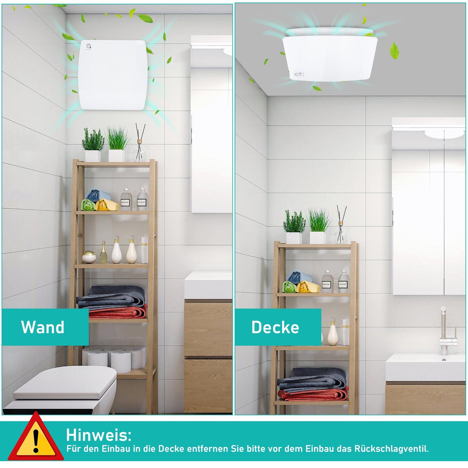 Gimisgu Wandventilator Badlüfter 10cm mit Feuchtsensor und Nachlauf und Timer Wandlüfter