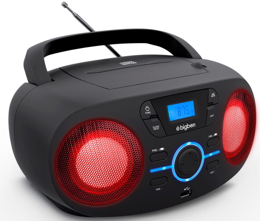 BigBen tragbarer CD Player CD61 schwarz USB MP3 FM Radio AUX-IN AU363166 CD-Player