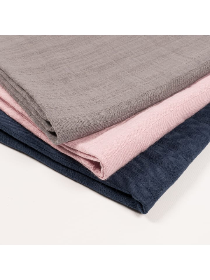 SlumberOrganix Bio Musselin Tücher 3er-Pack in Blau günstig kaufen 75x75 cm