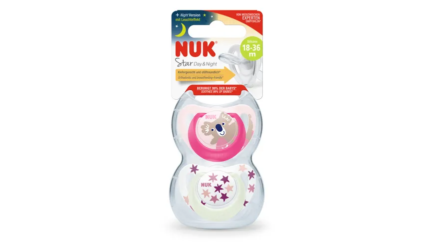 NUK Schnuller Star Day & Night Silikon 18-36 Monate