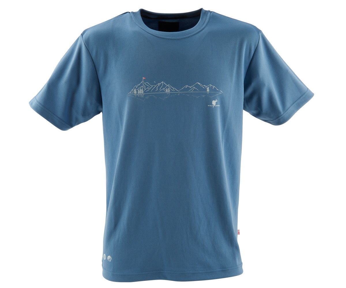 Wolf Camper Landscape Blue Herren T-Shirt