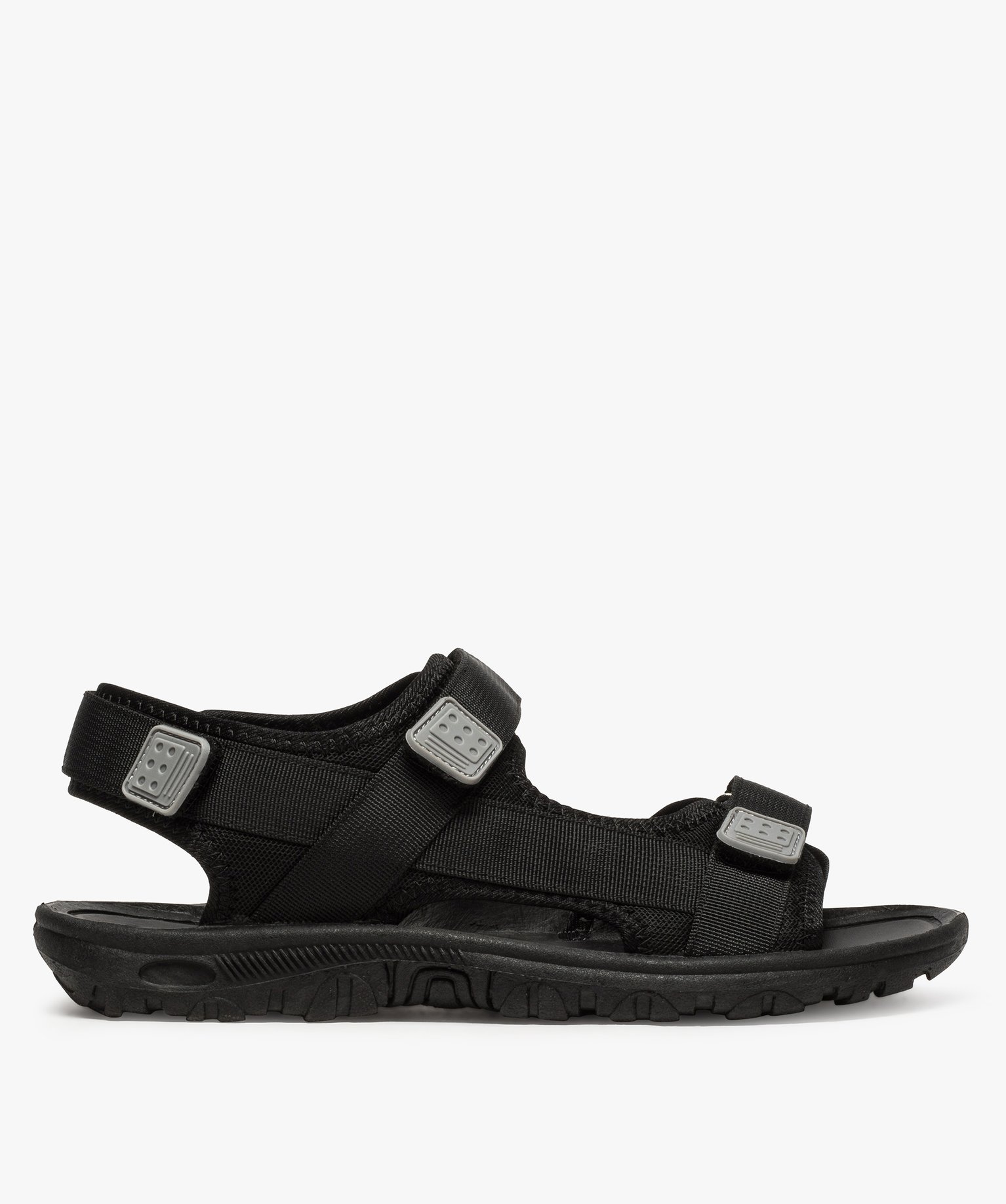 Sandales homme en textile fermeture trois bandes scratch noir | GEMO