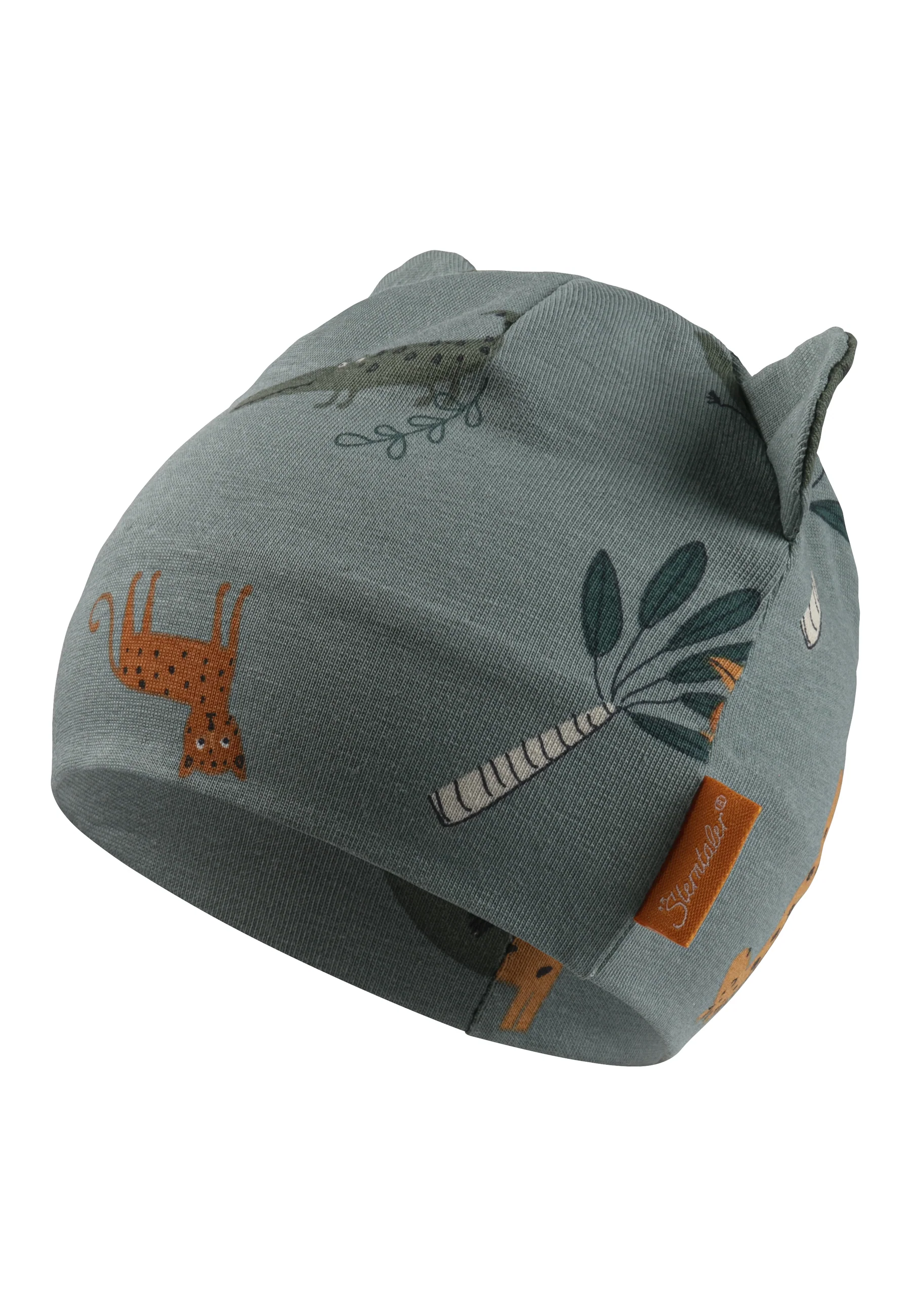 Beanie mit Öhrchen und bedruckt mit Tiermotiv