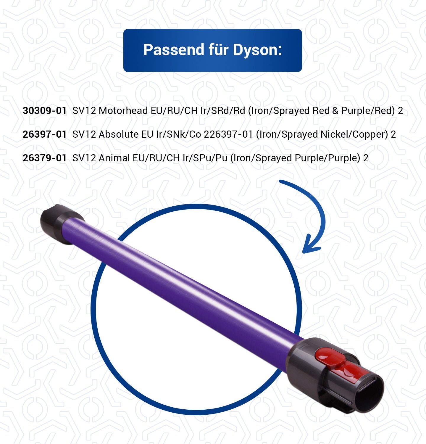 DYSON Staubsaugerrohr Saugrohr 969109-09, mit Griff für V10 Absolute Staubsauger