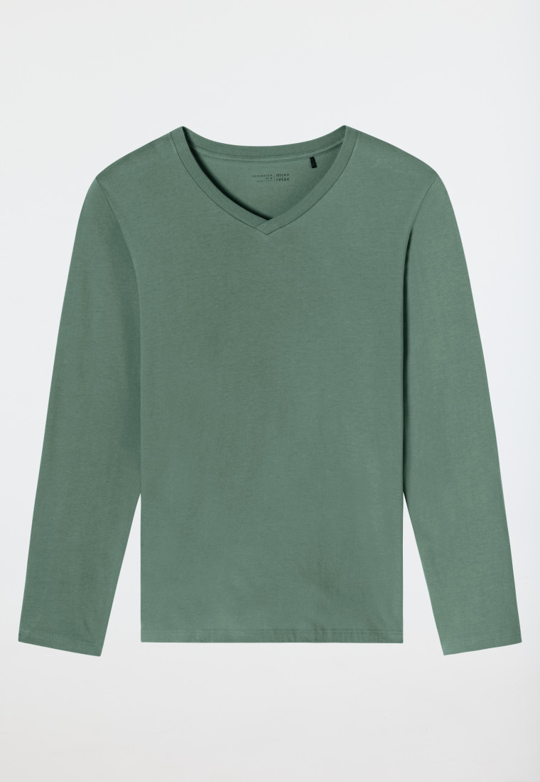 Shirt langarm V-Ausschnitt grün - Mix+Relax