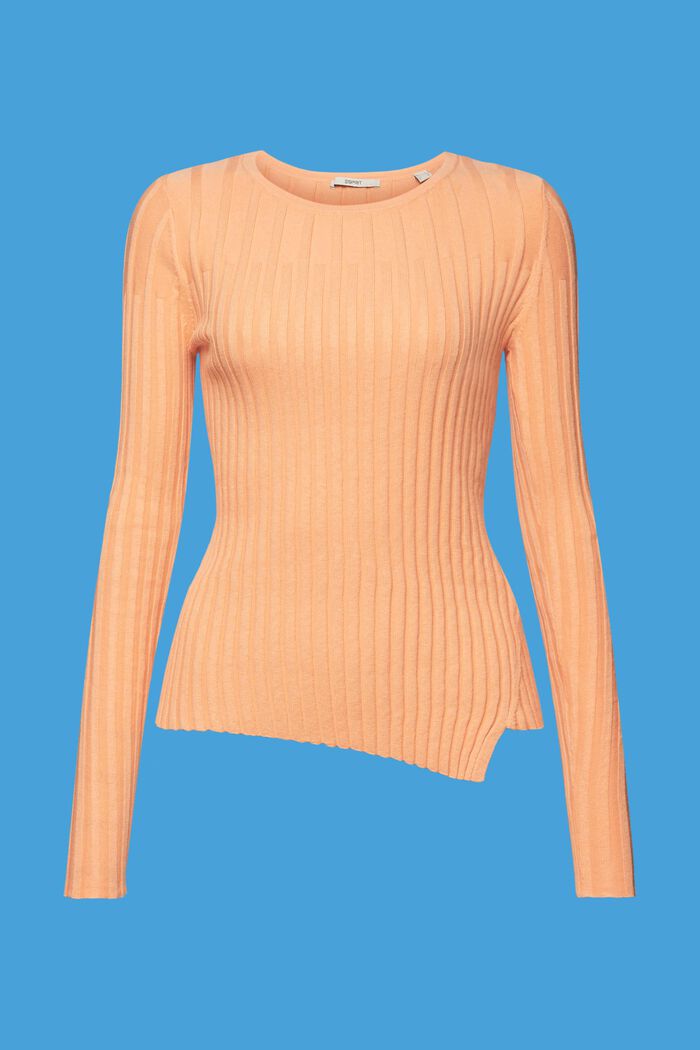 Asymmetrischer, gerippter Pullover aus Seidenmix