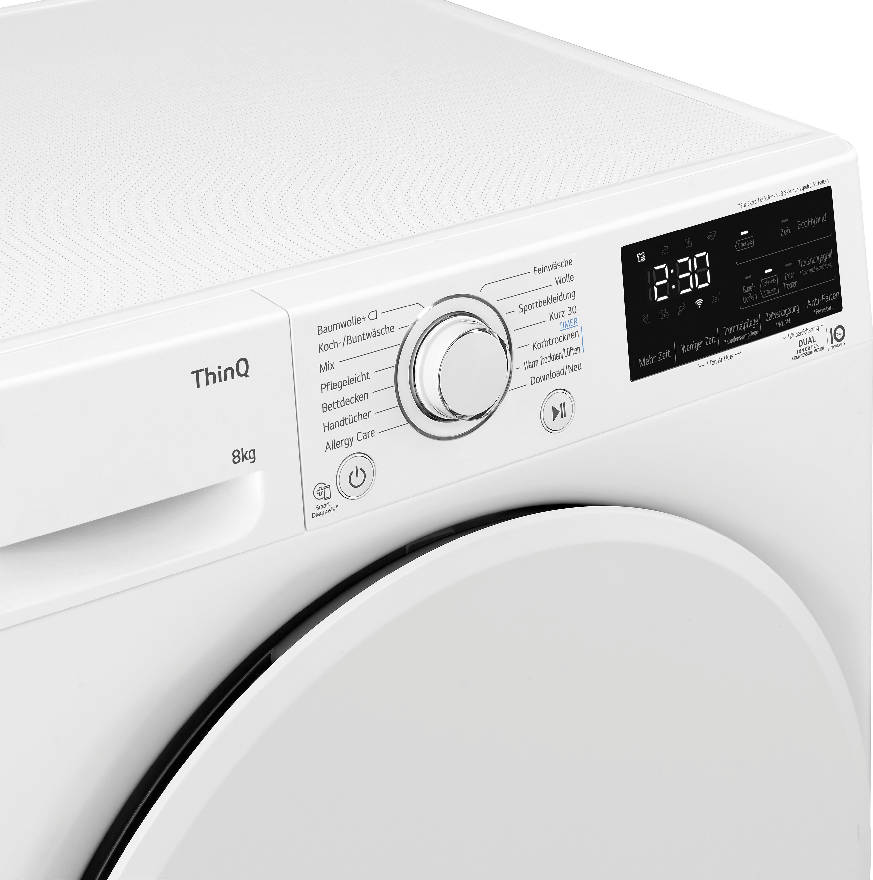 LG Wärmepumpentrockner V3RT8N, 8 kg, Allergy Care: Reduziert Allergene