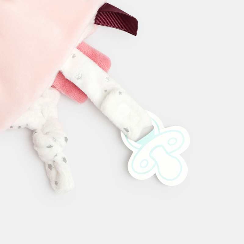 Doudou plat velours lapin rose naissance