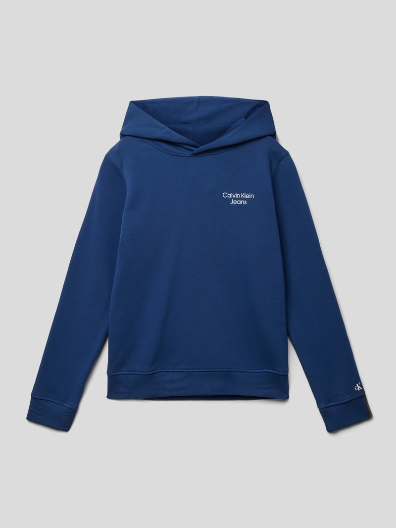 Hoodie mit Label-Details in dunkelblau