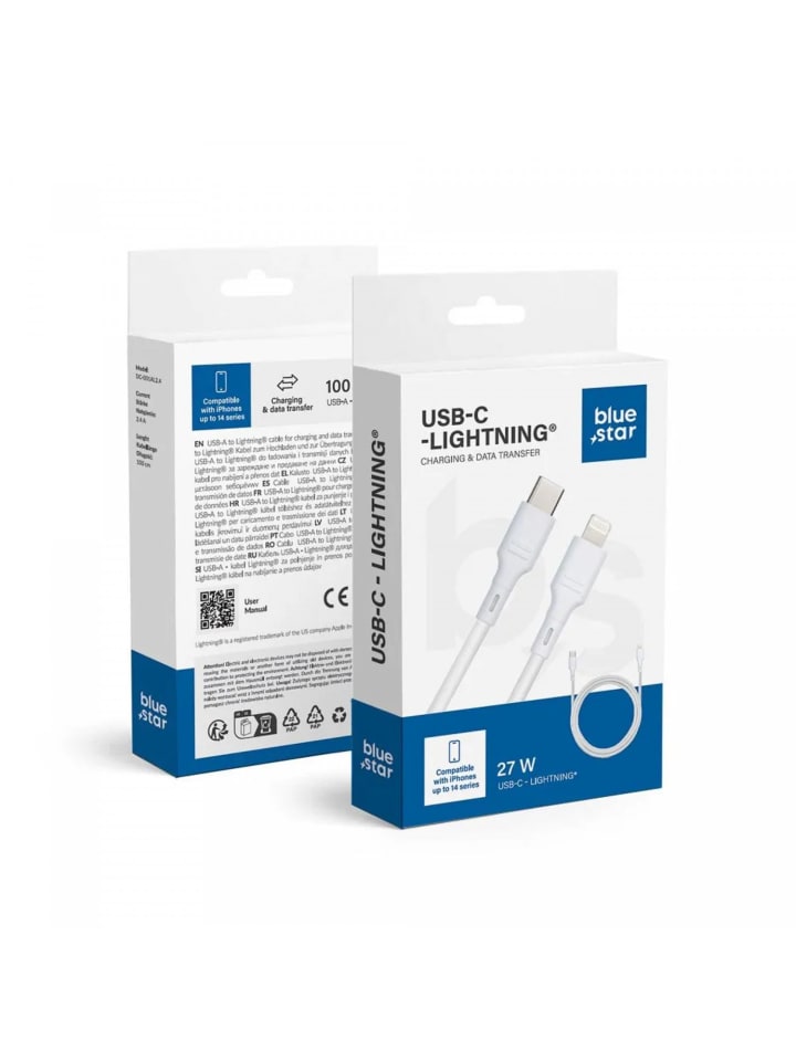 BlueStar Ladekabel mit USB-C kompatibel mit iPhone 2,4 A (max. in Weiß günstig kaufen onesize