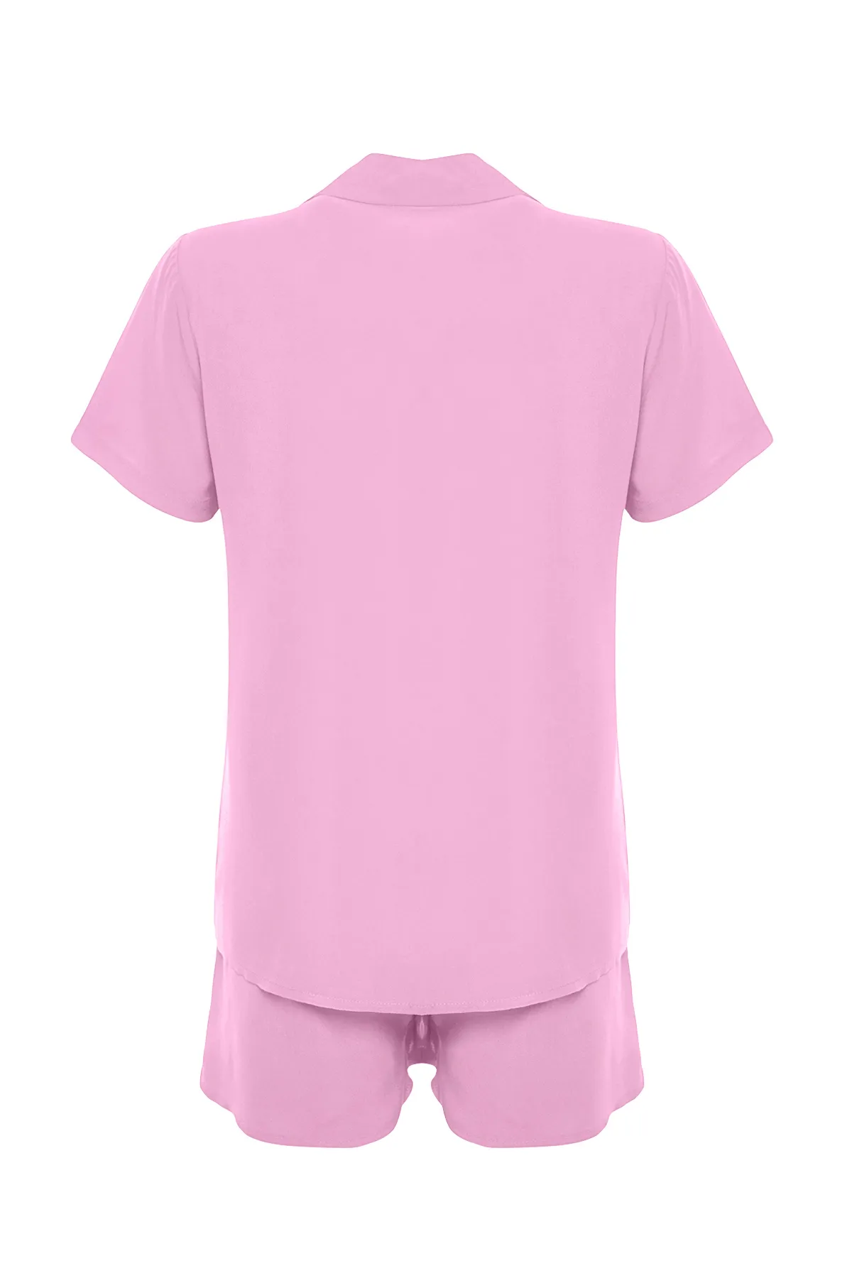 Trendyol Collection  Hellrosa Viskose-Hemd-Shorts-Web-Pyjama-Set THMSS19PT0004