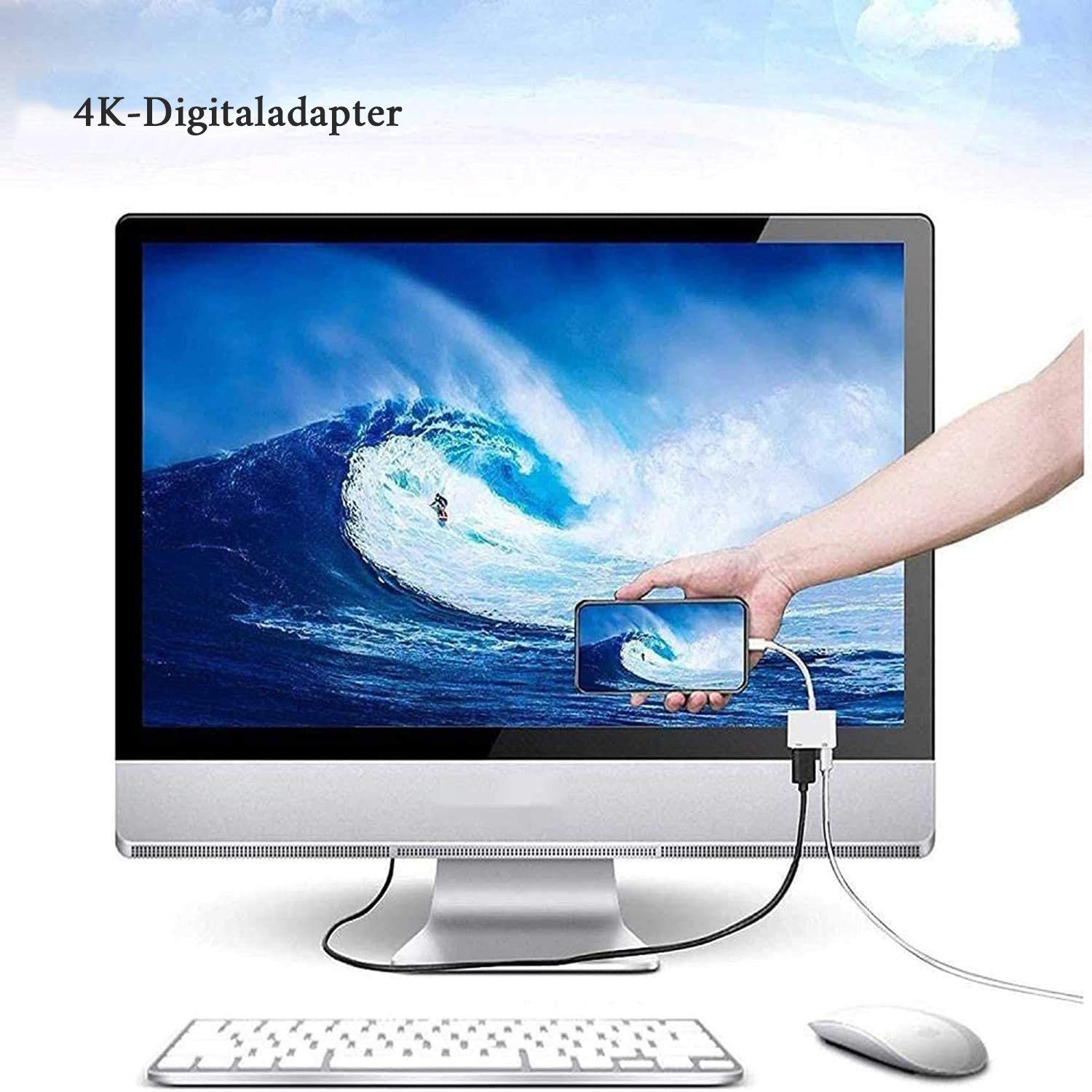 GelldG Bewässerungssystem Lightning Digital AV Adapter, Lightning zu HDMI Sync Bildschirm