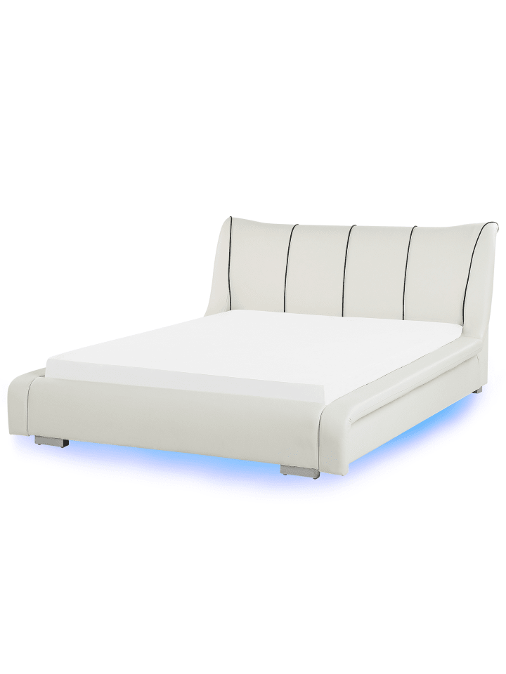 Beliani Doppelbett mit LED NANTES in Weiß/Silber - (W) 168 x (H) 97 x (L) 237 cm günstig kaufen onesize