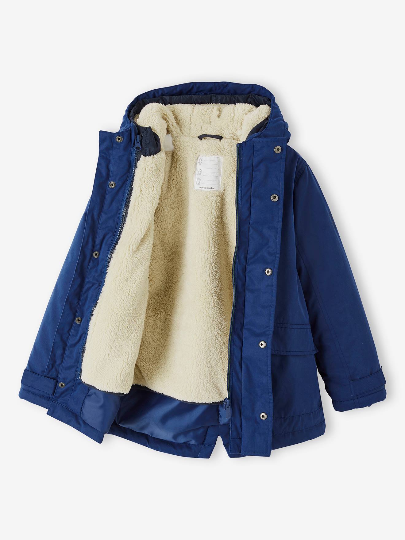Parka 3 en 1 garçon avec blouson amovible bleu électrique