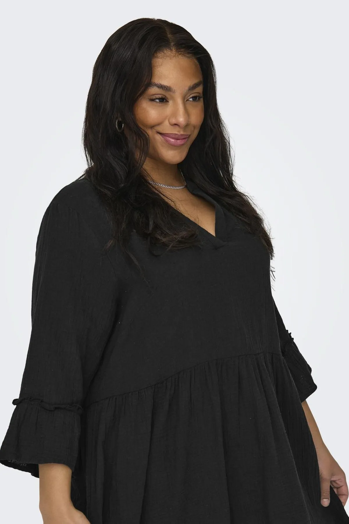 Only Carmakoma  Kleid mit Schößchen Normal geschnitten Splitneck Curve Kurzes Kleid