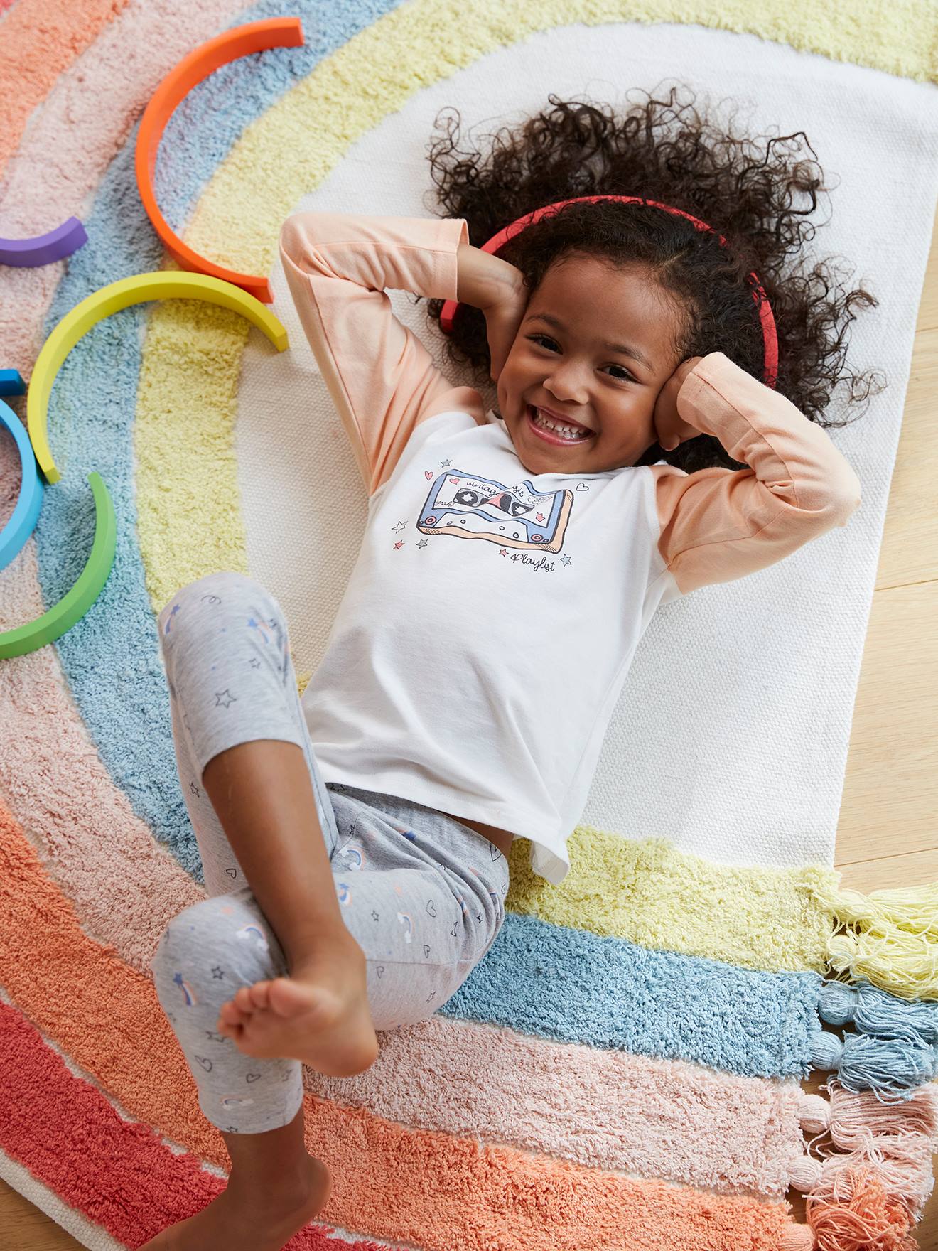 Vertbaudet Kinderzimmer Teppich REGENBOGEN - mehrfarbig
