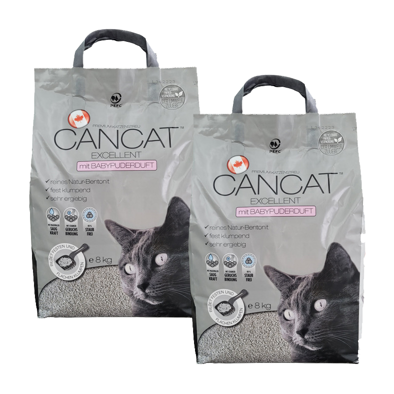 Agros Katzenstreu Agros CANCAT excellent Klumpstreu mit Babypuderduft 2x8 kg
