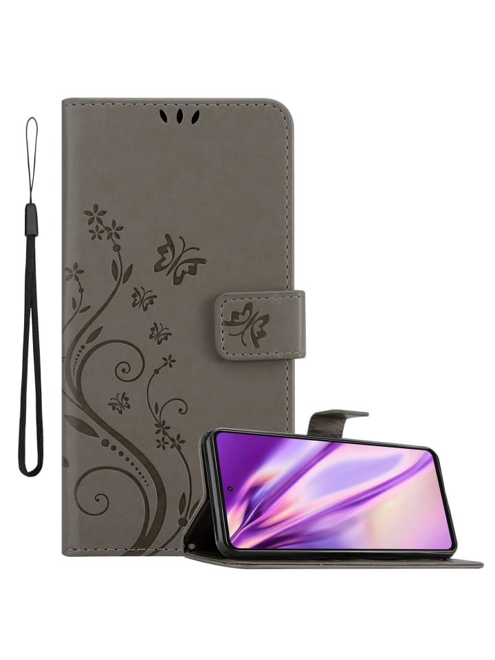 cadorabo Hülle für Samsung Galaxy A52 (4G/ 5G)/A52s in FLORAL GRAU günstig kaufen onesize