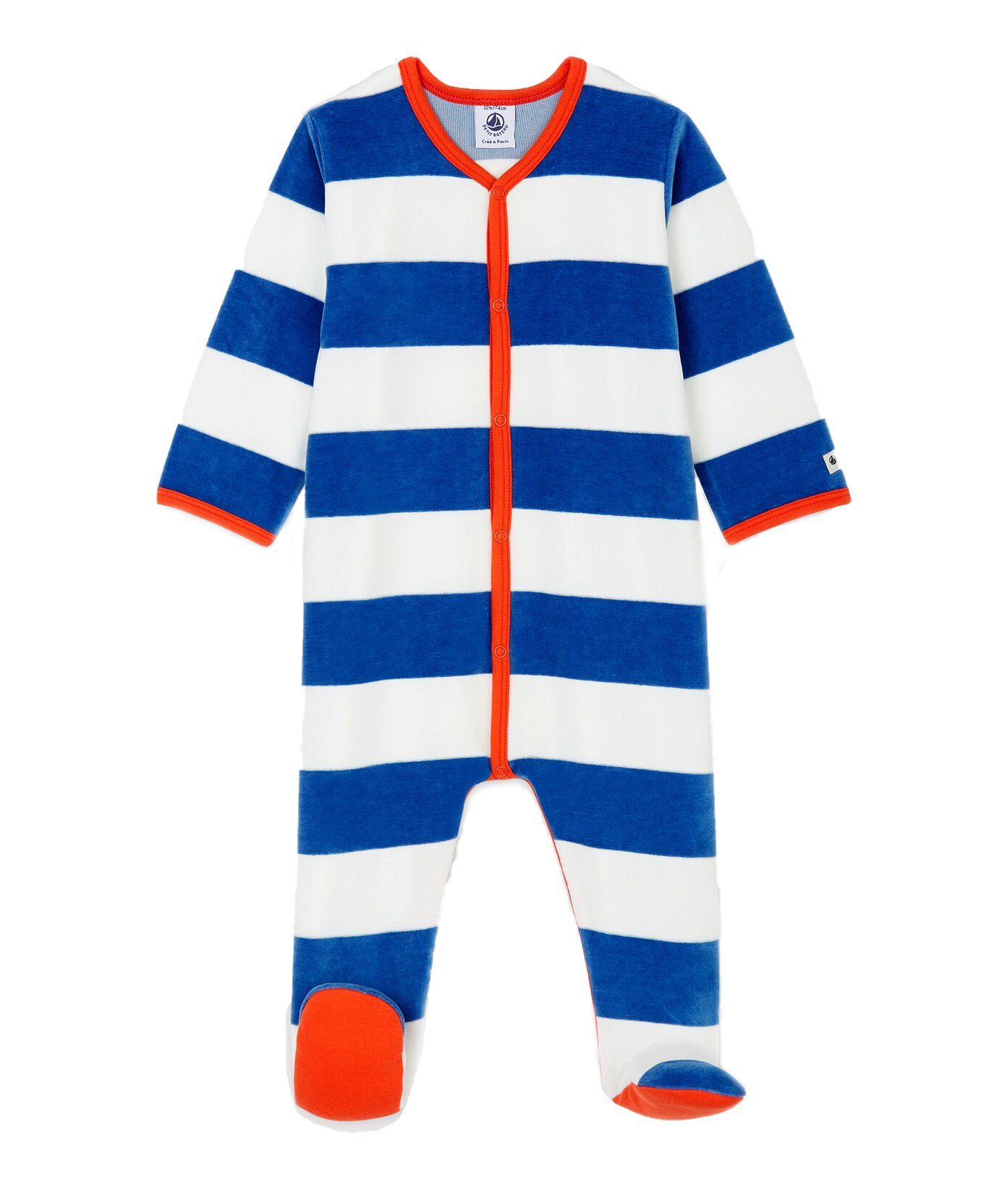 Petit Bateau Strampler PETIT BATEAU Velours Strampler mit Blockstreifen