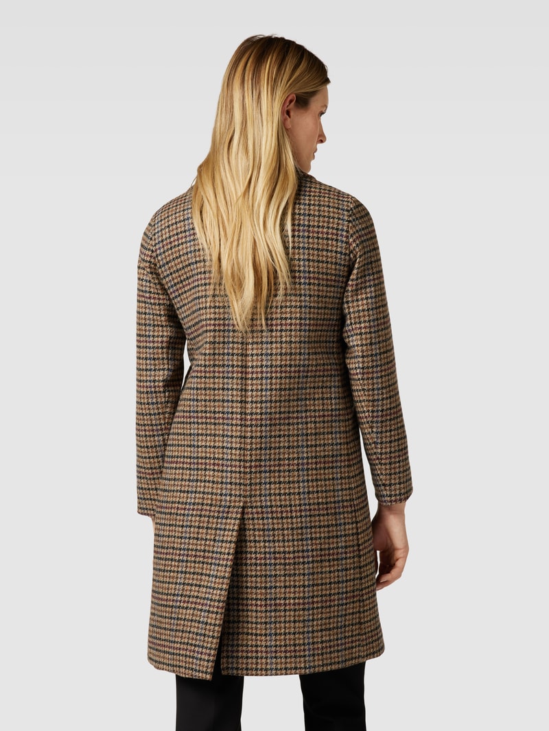 Mantel mit Hahnentrittmuster Modell 'PUGNALE' in camel