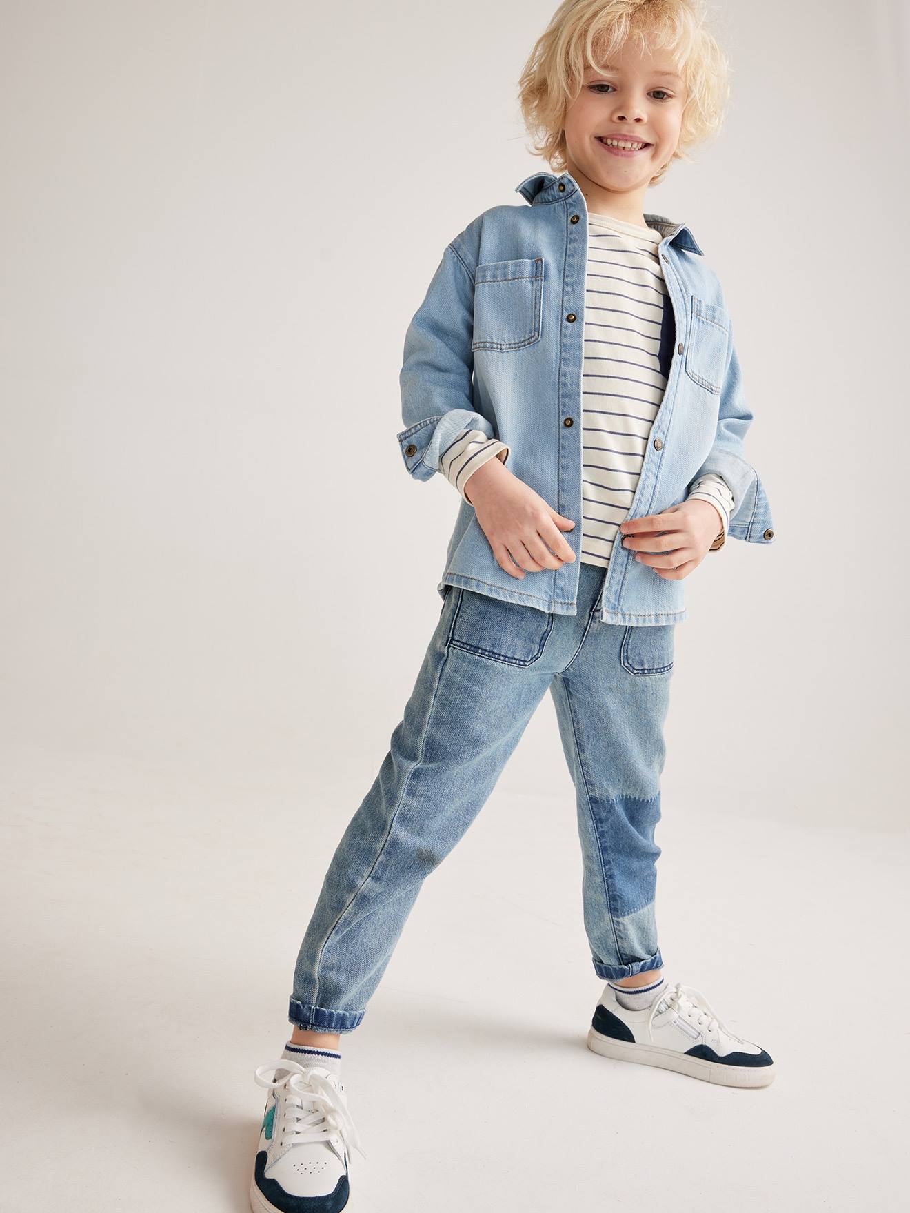 Chemise en jean garçon stone