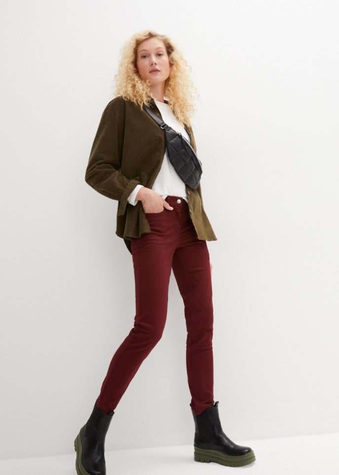 Twill-Hose mit Stretch und Bequembund, Slim Fit