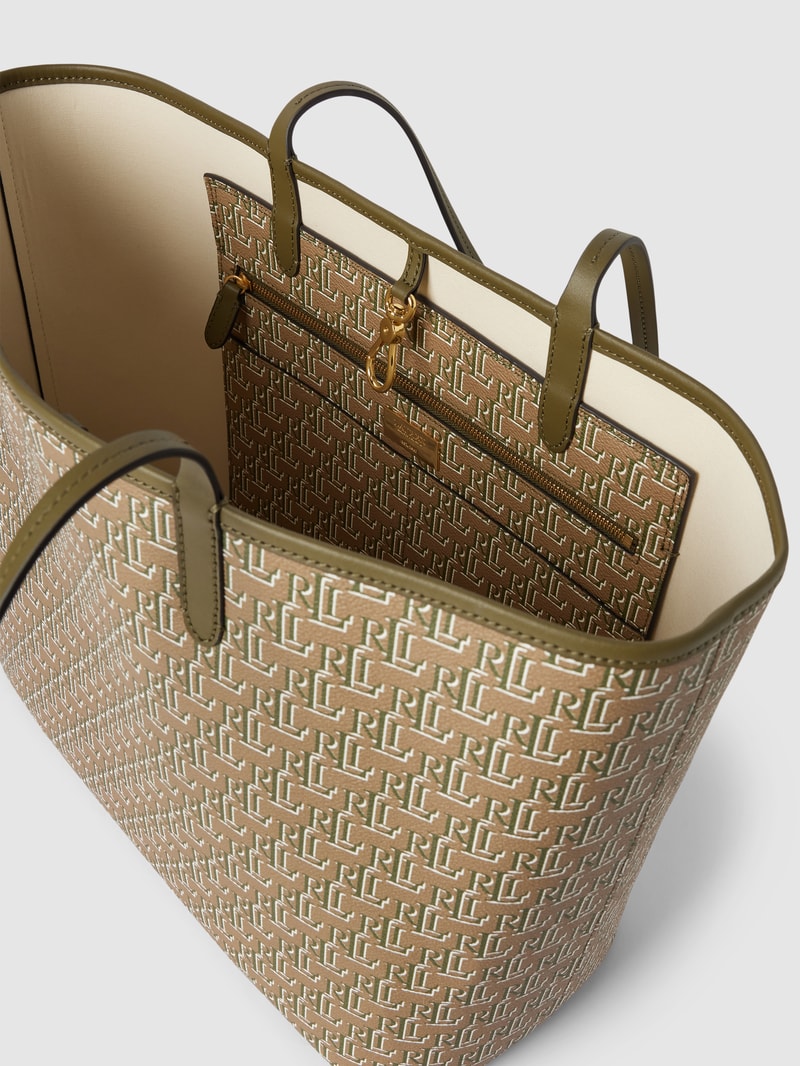 Tote Bag mit Allover-Logo Modell 'COLLINS' in olivgrün