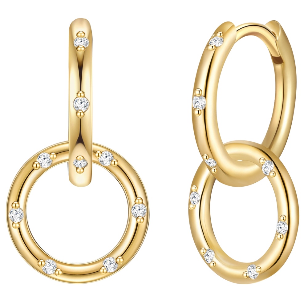 Glanzstücke München Créoles en argent Argent sterling Oxyde de zirconium (CZ) en Or jaune Boucles d'oreilles