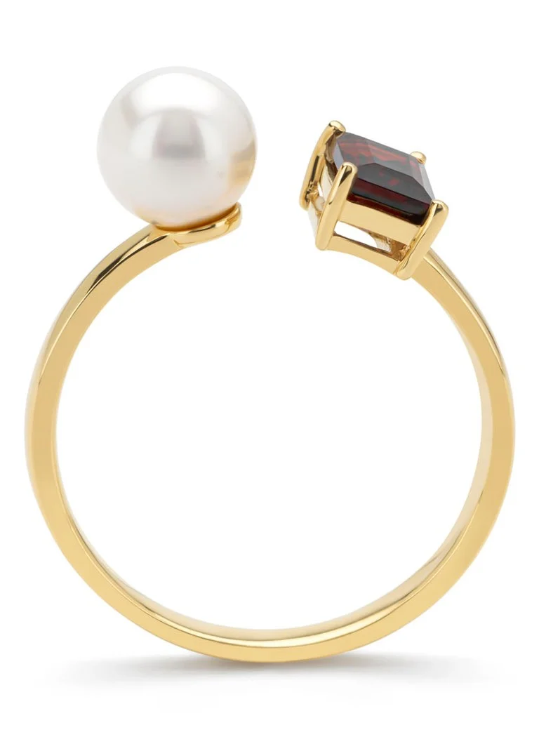 Anello Diamond Point in oro giallo, granato da 0,81 ct, Riviera