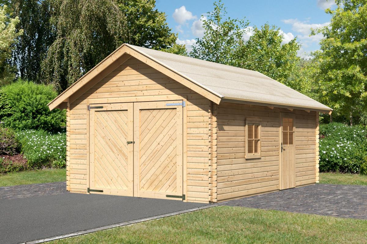Woodfeeling Blockhausgarage 40 mm ohne Schindeln