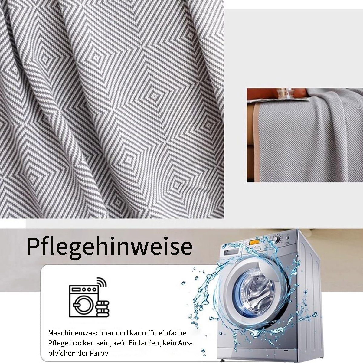 Baumwollbettdecke, Klassische Strickdecke im nordischen Stil, gemütlich und zeitlos, flowgoer, Gemütliche dekorative Freizeitwurfdecke, gemütlich