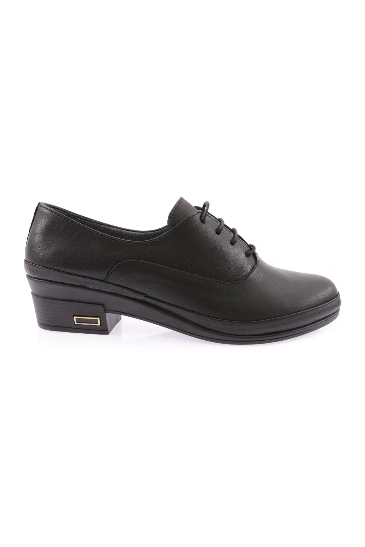 DGN  061 Komfort-Schnürschuhe aus echtem Leder für Damen in Schwarz