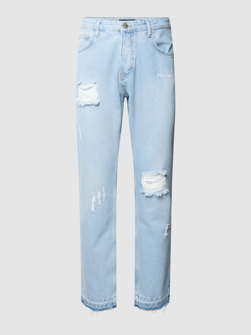 Jeans mit Label-Stitching Modell 'Abott' in jeans