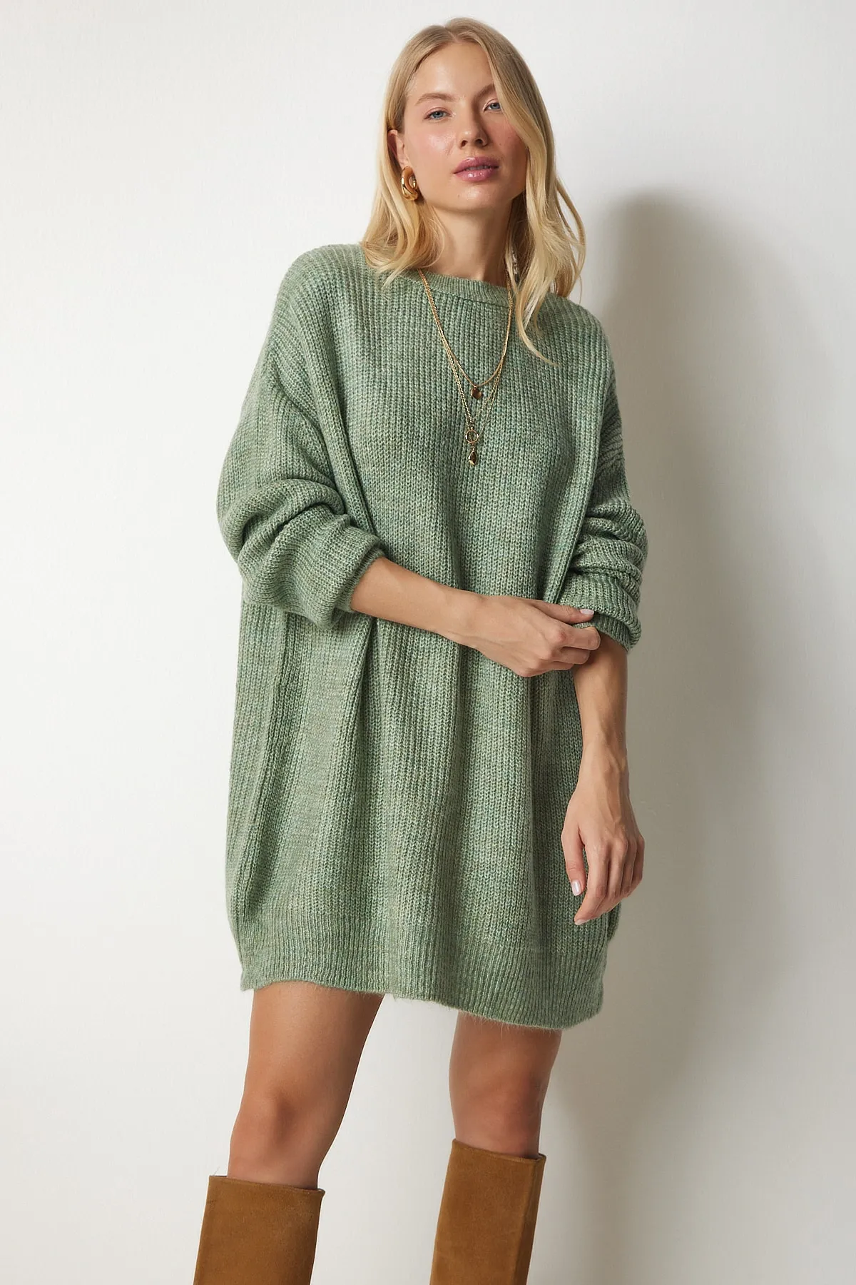 Happiness İstanbul  Pullover - Grün - Oversized