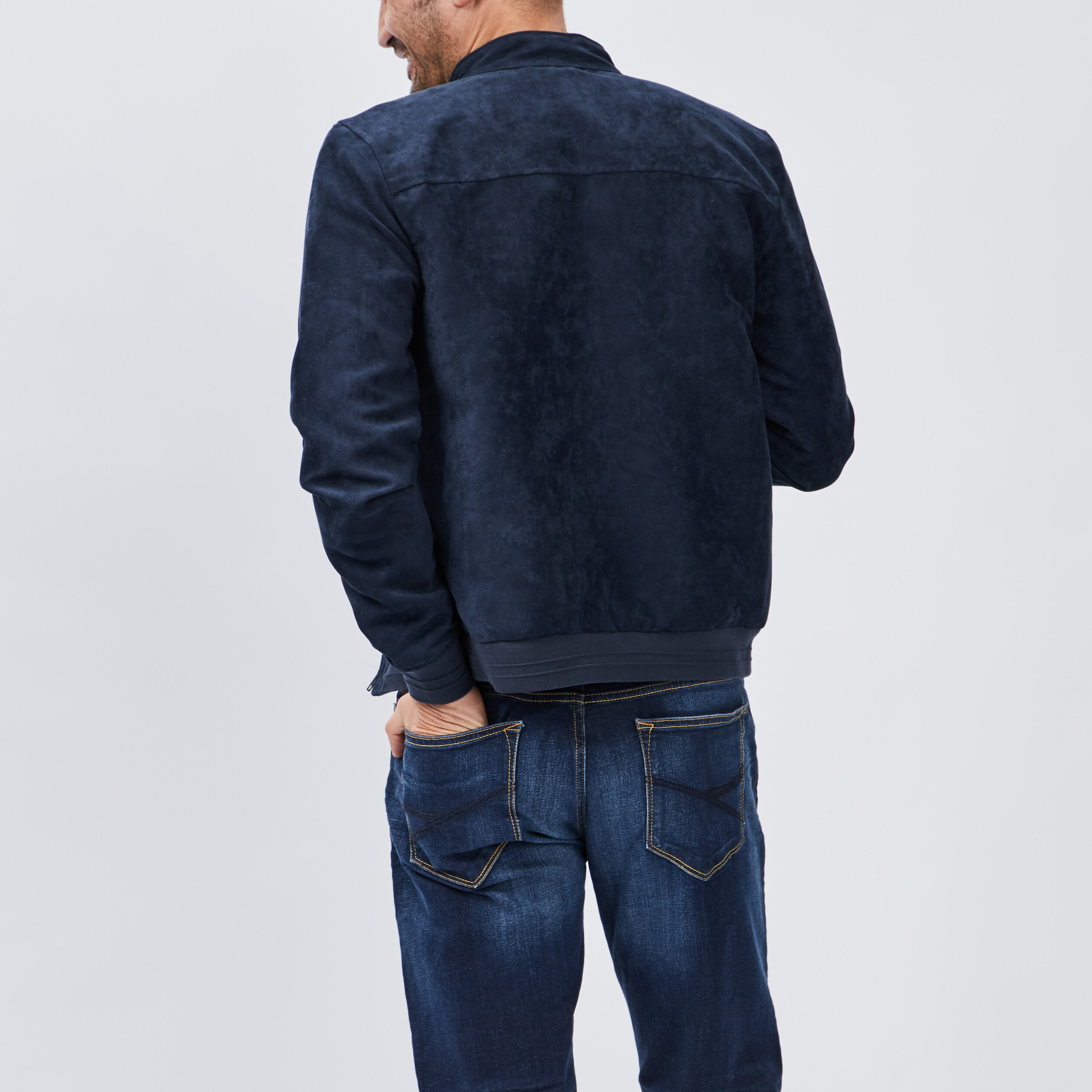 Blouson droit zippé bleu marine homme | La Halle