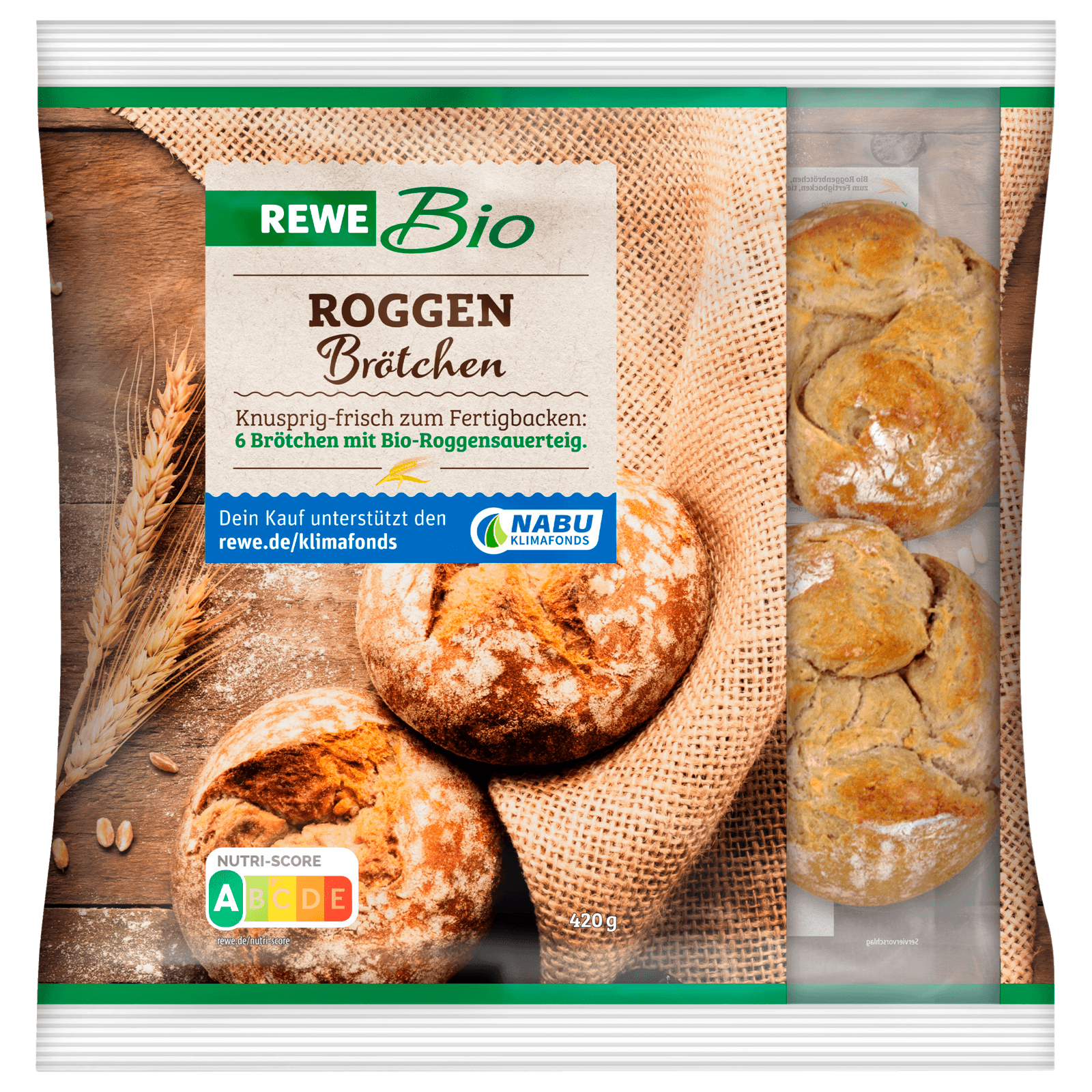 REWE Bio Roggenbrötchen 6 Stück 420g