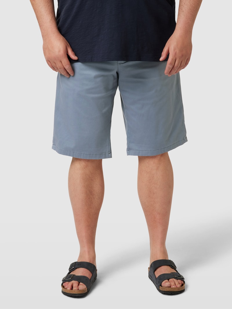 PLUS SIZE Chinoshorts mit fixierten Beinumschlägen Modell 'BOWIE' in blau