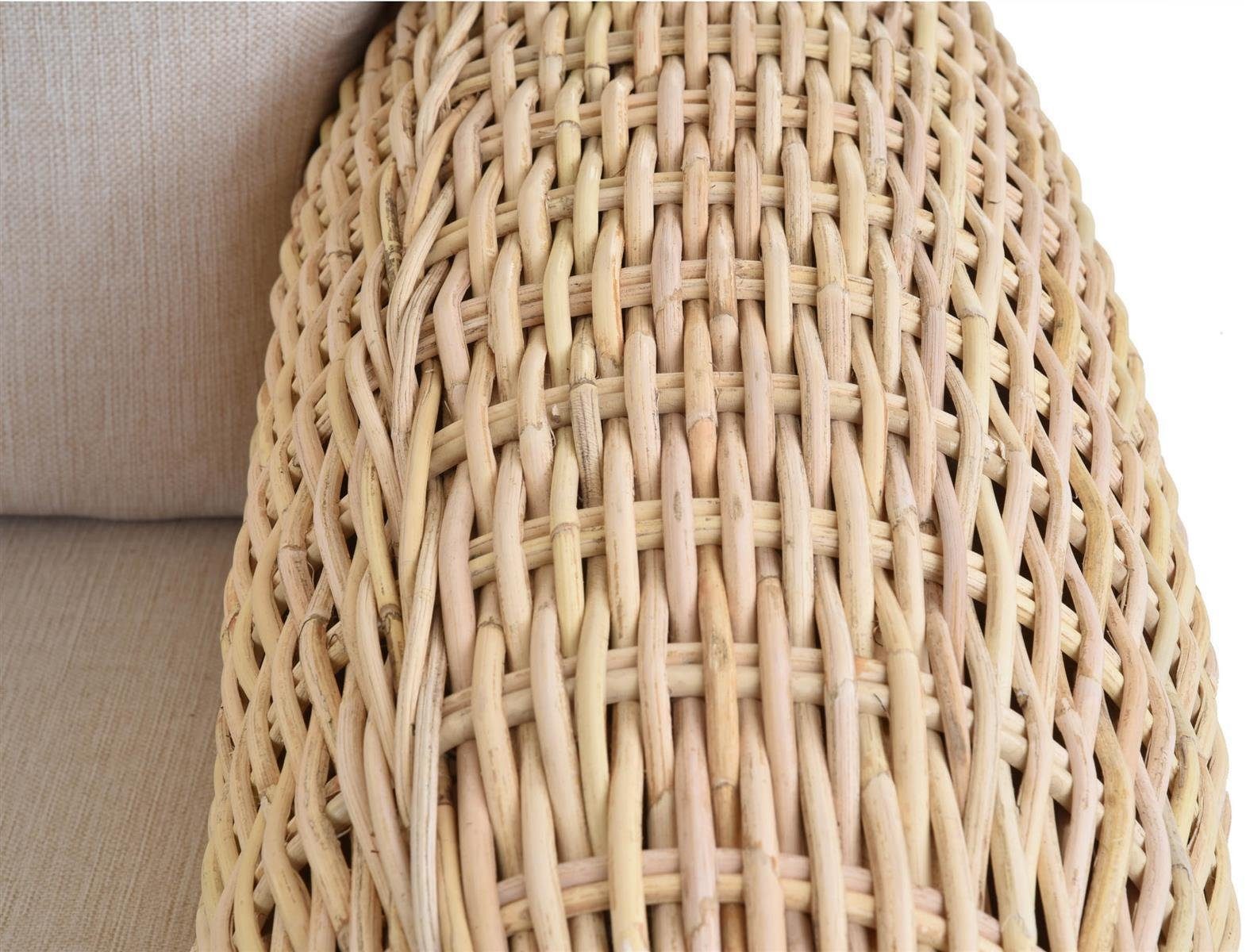 Krines Home Loungesofa Rattansofa Lounge Liegesofa Wohnzimmer Couch Rattan Sofa mit Polster