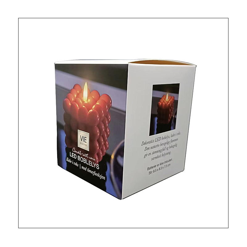Vie Selected Kube LED-lys 8,5x8,5x7,5 cm m/timer rød