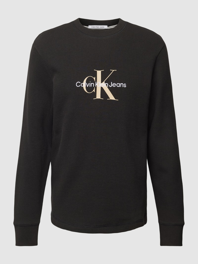 Longsleeve in Waffelstruktur Modell 'ARCHIVAL' in black