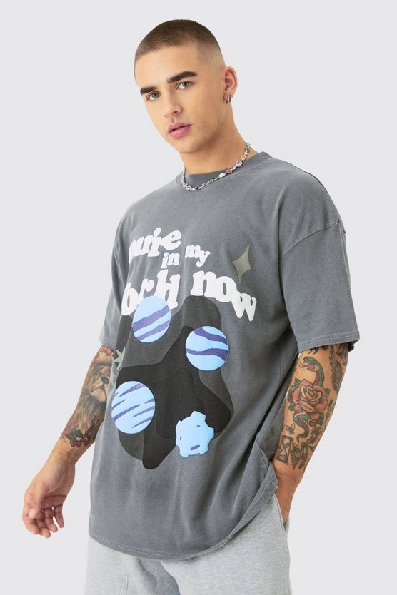 Oversize T-Shirt mit Space-Print