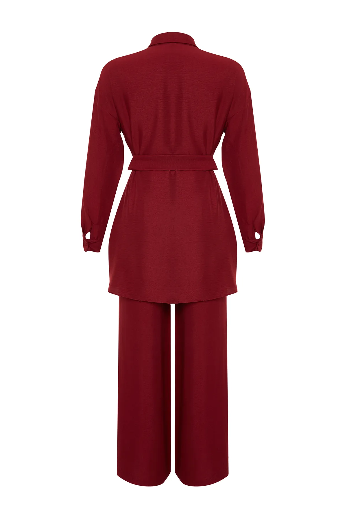 Trendyol Modest  Rotes gewebtes Oberteil- und Unterteil-Set TCTSS24US00061