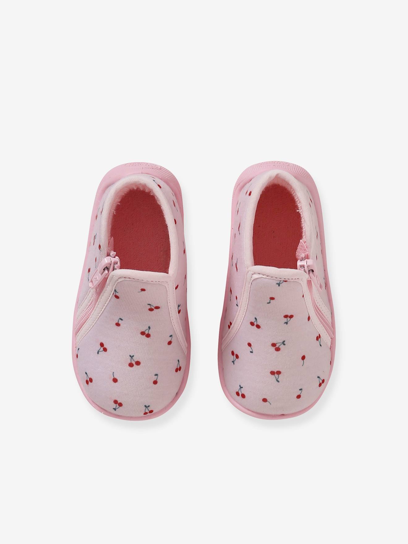 Chaussons zippés bébé fabriqués en France rose