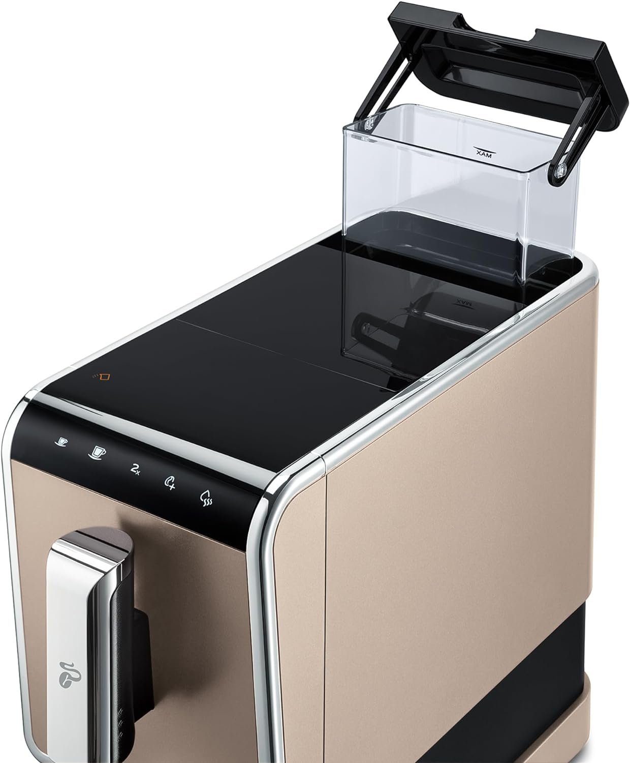 Tchibo Kaffeevollautomat Esperto Caffè für Caffè Crema und Espresso, Metallic Sand, Herausnehmbare Brüheinheit