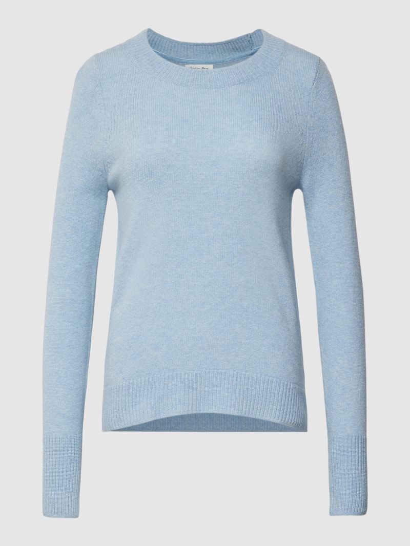 Strickpullover mit Rundhalsausschnitt in bleu