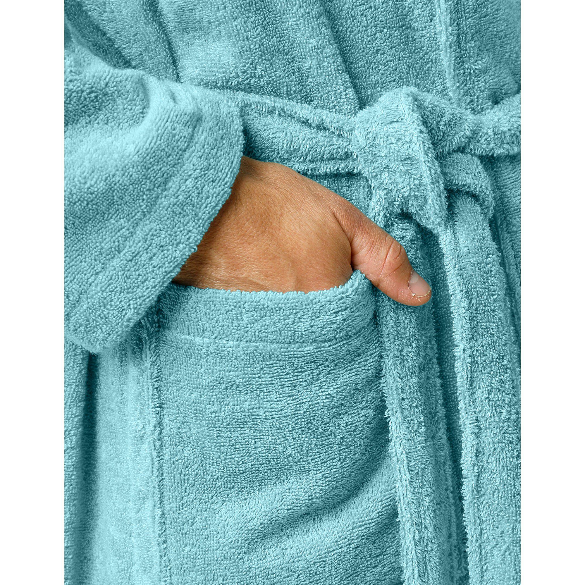 Peignoir mixte adulte éponge bouclette col châle personnalisable