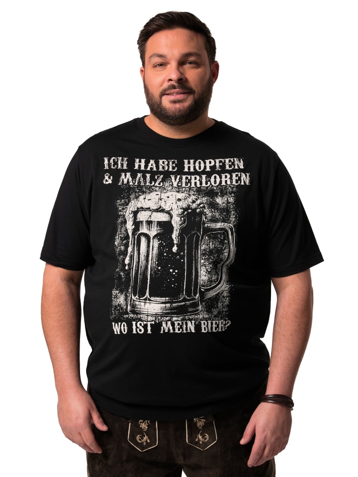 Men Plus Kurzarm T-Shirt in schwarz günstig kaufen