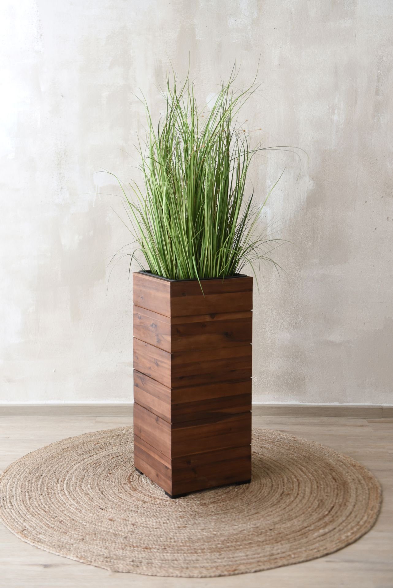 VIVANNO Pflanzkübel Pflanzkübel Blumenkübel Holz BLOCK Säule mit Einsatz - 43x43x80 cm