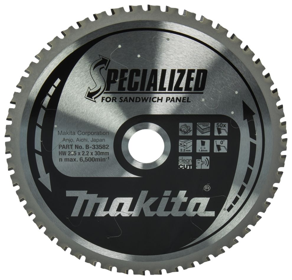Makita Zubehör B-33582 Kreissägeblatt Spezial Sandwichpaneel SMTCG 235 x 30 x 2,2 mm T50