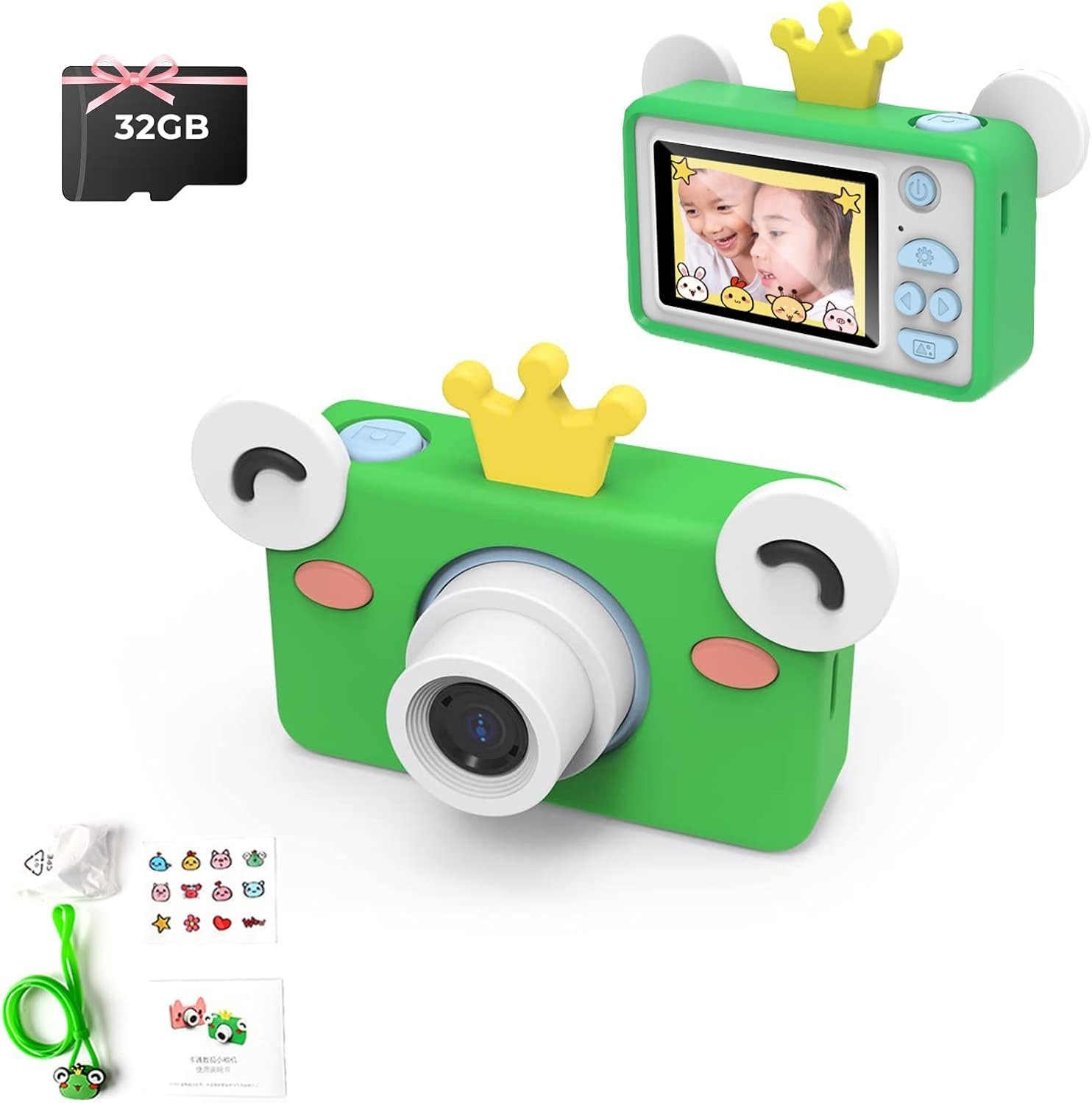 A Ade 1080P Digitalkamera Kinder mit 2 Zoll IPS Berührbarem Bildschirm Kinderkamera (32 MP, inkl. Geschenk für 3-12 Jahre Kinder, 4 Filter, 32GB TF-Karte)